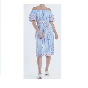 Marie Oliver Darcy Dress, blue & white stripe, size XS